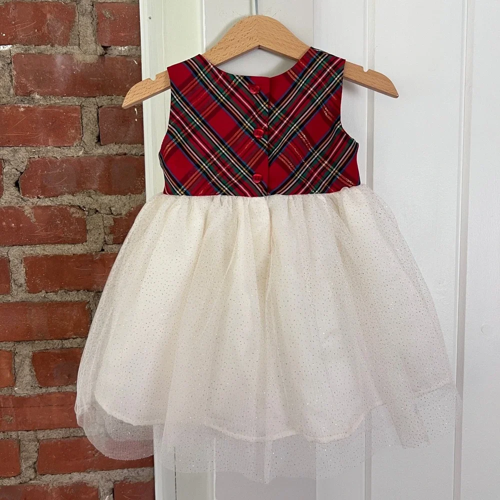 Blueberi Boulevard Baby 18M Christmas Plaid Dress Red Faux Fur Coat Holiday Set